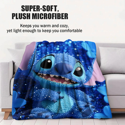 3D Stitch Cartoon Plush Throw Blanket