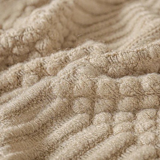 Khaki Knitted Tassel Throw Blanket