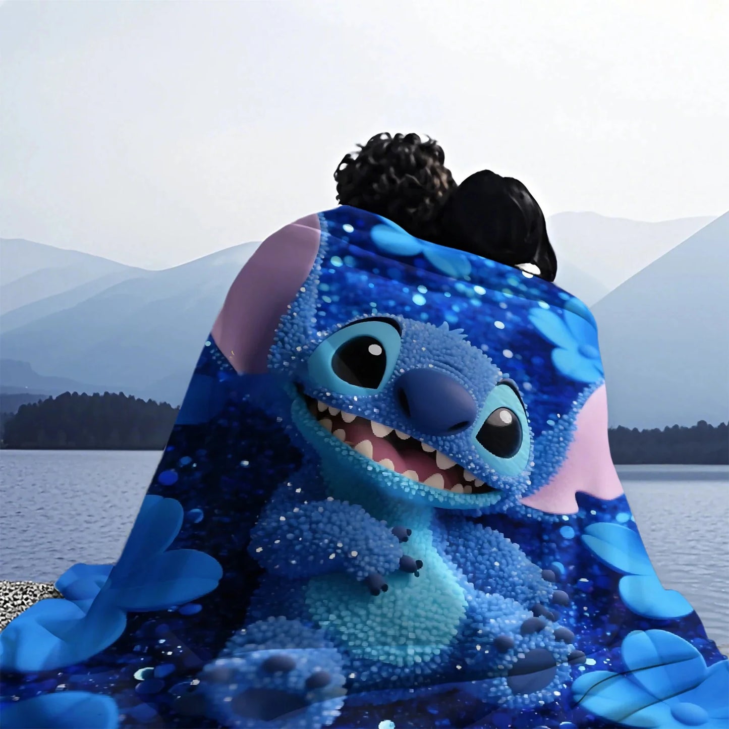 3D Stitch Cartoon Plush Throw Blanket