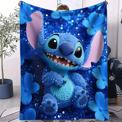 3D Stitch Cartoon Plush Throw Blanket