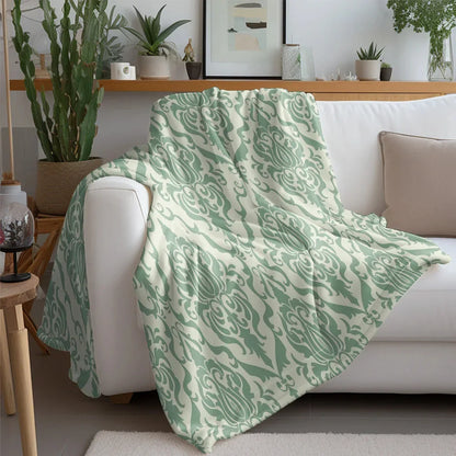 Vintage Damask Fleece Throw Blanket