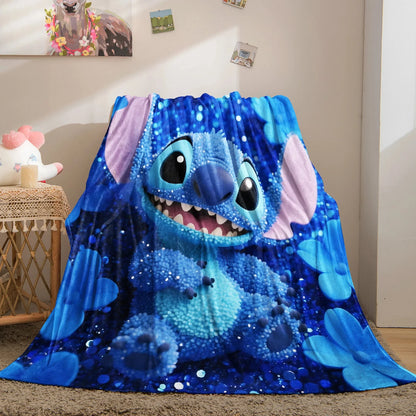 3D Stitch Cartoon Plush Throw Blanket