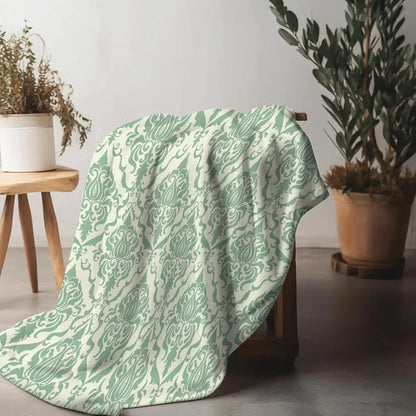 Vintage Damask Fleece Throw Blanket