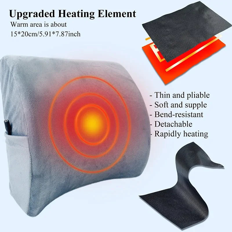 USB Heated Lumbar Support Pillow