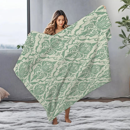 Vintage Damask Fleece Throw Blanket