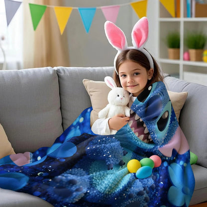 3D Stitch Cartoon Plush Throw Blanket