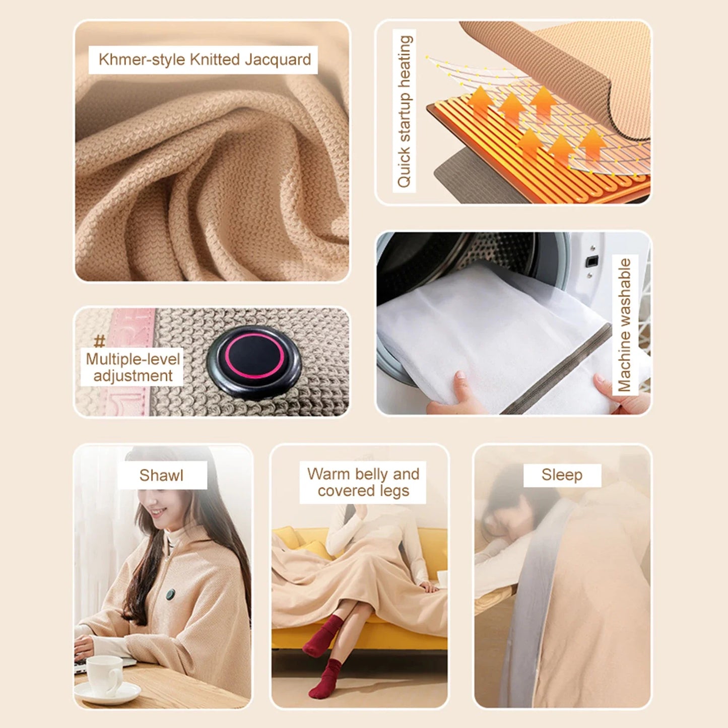 USB Heated Shawl Blanket