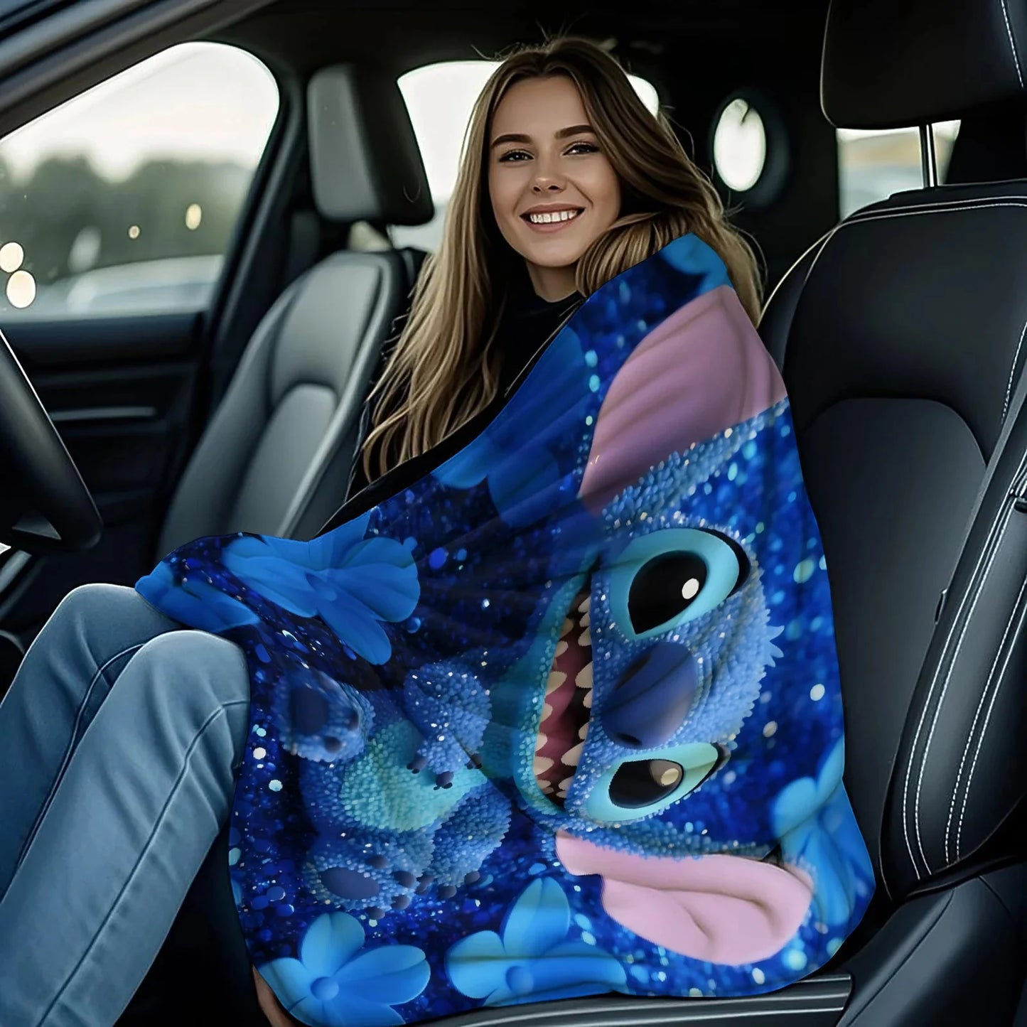 3D Stitch Cartoon Plush Throw Blanket