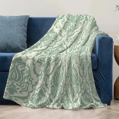 Vintage Damask Fleece Throw Blanket