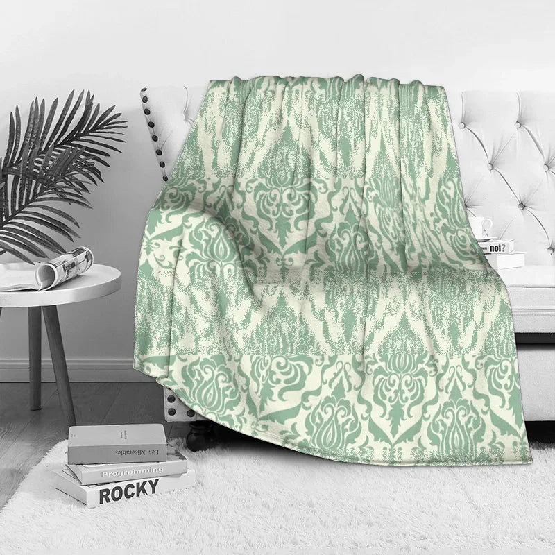 Vintage Damask Fleece Throw Blanket